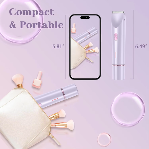 Bikini Trimmer for Women, Electric Shaver for Women, IPX7 Waterproof Bikini Razor for Pubic Hair, Underarms, Sensitive Areas,