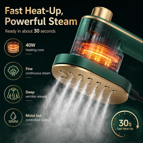 Upgraded Green Version.Handheld Garment Steamer for Clothes Portable Steam Iron Mini Steam Iron for Travel and Home Fast Wrinkle Removal