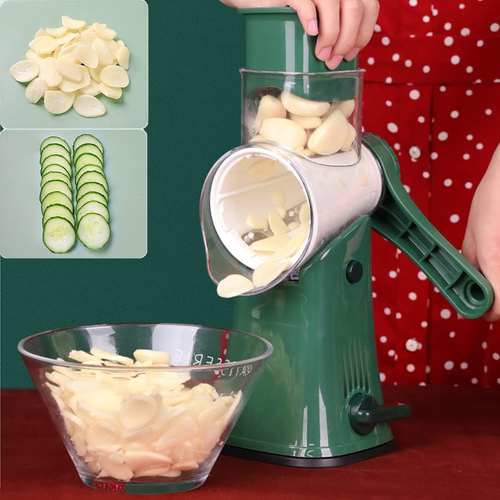 Rotary Cheese Grater, Large Vegetable Food Shredder, 5 Blades Easy to Clean,12x Faster Shredding,Strong Suction Base,Blades Storage Box,Round Mandoline Slicer&Chopper for Salad,Nut,Greenad