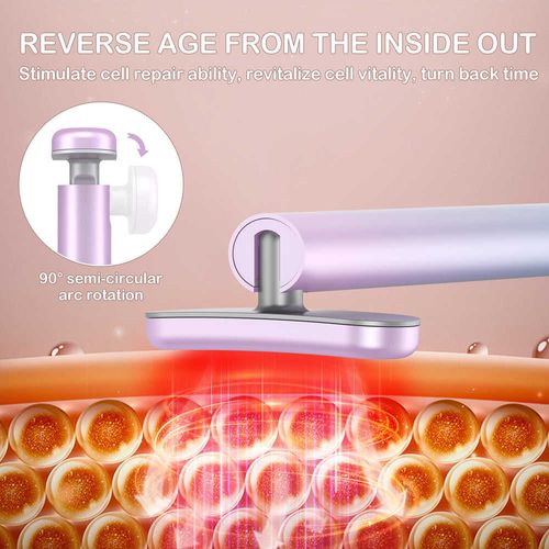 Rechargeable 4-in-1 Multifunctional Beauty Wand — Red Light Therapy, Microcurrent & High-Frequency Vibration for Facial Rejuvenation, Eye Bags Reduction & Skin Lifting