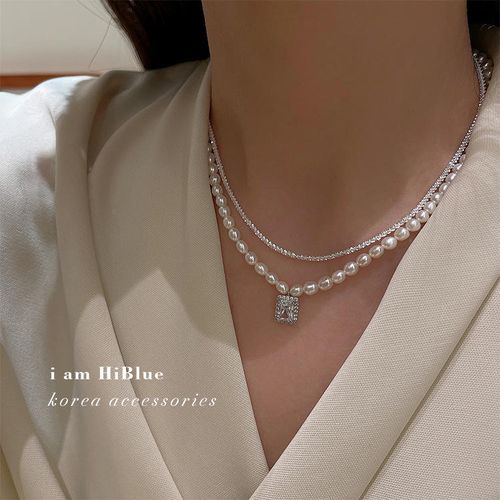 Versatile Double-Layer Freshwater Pearl Necklace — Delicate White Rice-Shaped Pearls, Chic & Affordable Luxury, Perfect for Everyday Wear & Gifting to Girlfriends or Mothers