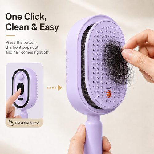 Electric Spray Air Cushion Massage Comb, Rechargeable Steam Brush for Hair (Purple)