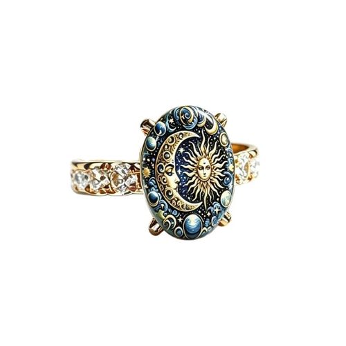 Women's Vintage Sun & Moon Pattern Ring, Carved Textured Fashion Ring, Hypoallergenic Skin-Friendly Casual Jewelry, Ideal Daily Wear & Holiday Gift for Friends and Family