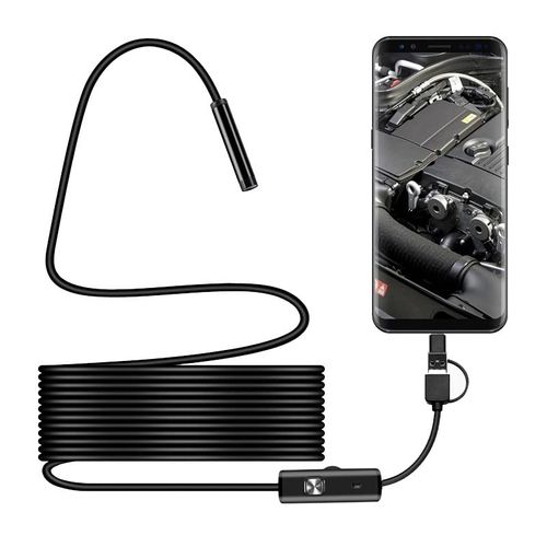 USB Endoscope,3-in-1 Endoscope Waterproof 7mm Lens Inspection Camera Endoscope Borescope with 6LEDs Support MicroUSB Type-C USB Interface