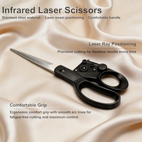 Laser Guided Scissors, Precision Straight Cut Fabric Shears, Stainless Steel Sewing Craft Scissors