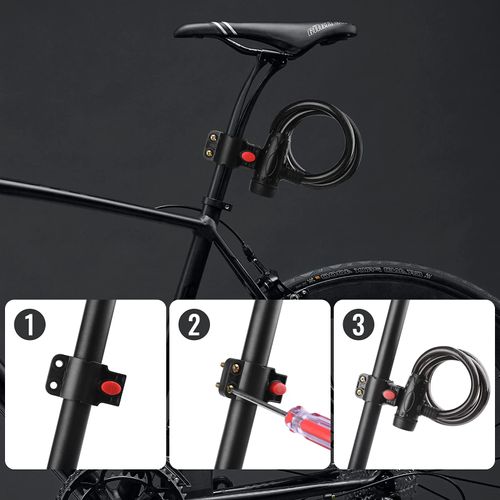 Heavy Duty Bike Cable Lock – Anti-Theft Bicycle Lock with Mounting Bracket, Waterproof Dust Cover & Keyless Locking for Bike Scooter Outdoor Security
