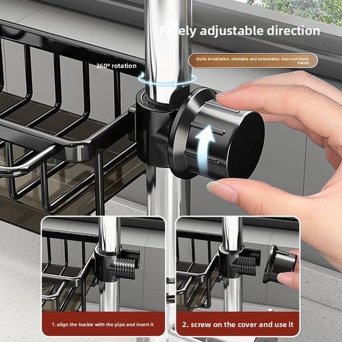 Drill-Free Faucet Storage Rack & Dishcloth Holder — Draining Design for Bathroom & Kitchen Sinks, Convenient for Cleaning Cloths & Small Items