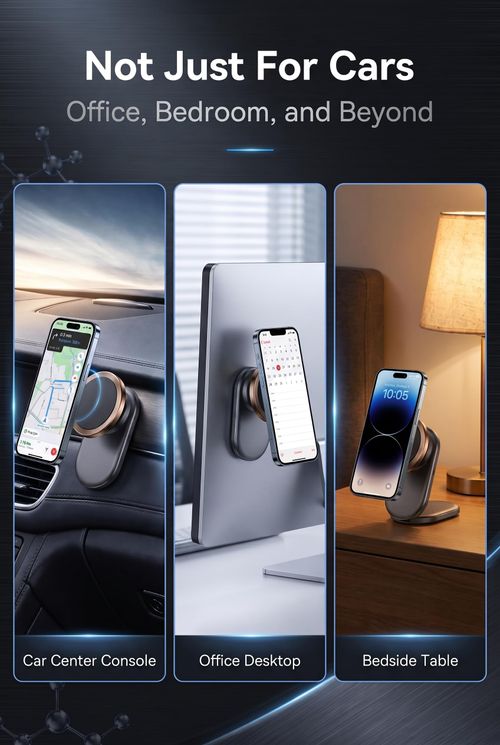 Car Dashboard Phone Holder, Magnetic 360-degree Rotating Mount for Vertical and Horizontal Screen, Strong Adsorption Bendable Navigation Mount,