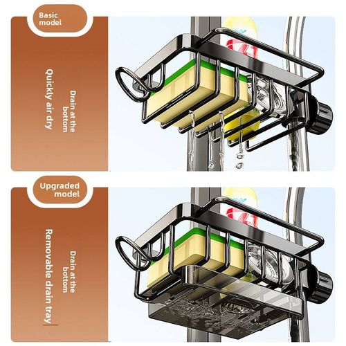 Drill-Free Faucet Storage Rack & Dishcloth Holder — Draining Design for Bathroom & Kitchen Sinks, Convenient for Cleaning Cloths & Small Items