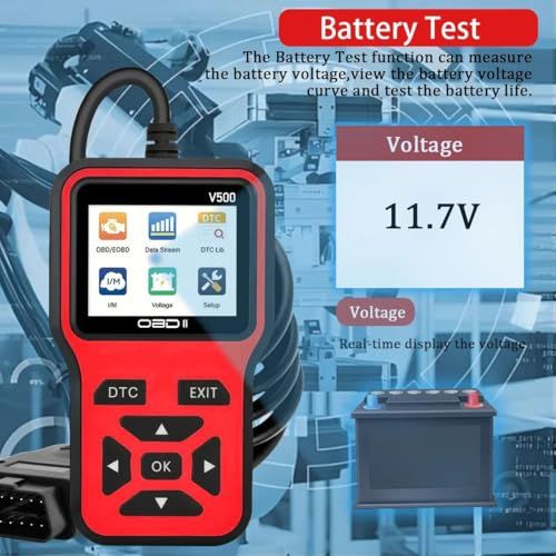 V500 OBD2 Scanner Diagnostic Tool, Professional Code Reader with Live Data Stream, DTC Lookup, I M Readiness, O2 Sensor Test, EVAP System Test, Vehicle Info Display