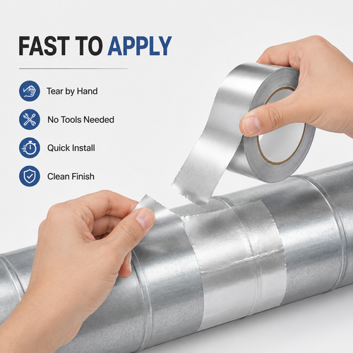 Flame-retardant and heat-resistant aluminum foil tape for air conditioning, used for sealing joints, providing moisture barriers, and sealing ducts.