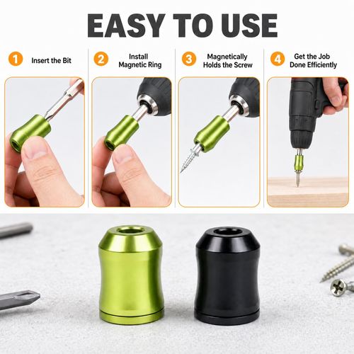 Screwdriver Bit Magnetic Ring, Removable Magnetizer Demagnetizer, 6.35mm Hex Bit Screw Fixing Holder