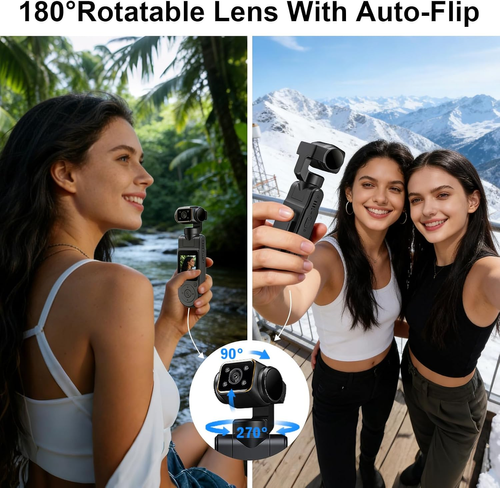 Body Camera with Audio & Video Recording Handheld Vlogging Camera 1080P FHD | 270° Rotationg Lens | Night Vision | Connects to Phone | 1.54in Screen | Magnetic Clip | Camera for Vlogging