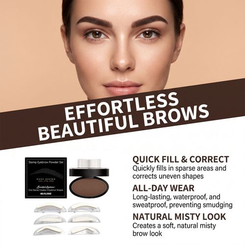 Eyebrow Powder,Waterproof Eyebrow Stamp Powder Seal Perfect Nature Eye Brow Powder Tinting Coloring Kit Delicate Shape (Dark Brown)