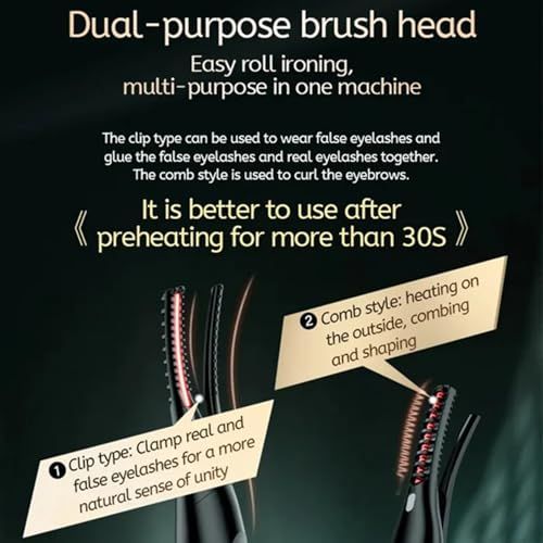 Heated Eyelash Curler, Mini Electric Eyelash Curler, Portable Makeup Electric Eyelash Curling, USB Rechargeable Finalize Eyelash Tool Beauty Tools for Women (Black)