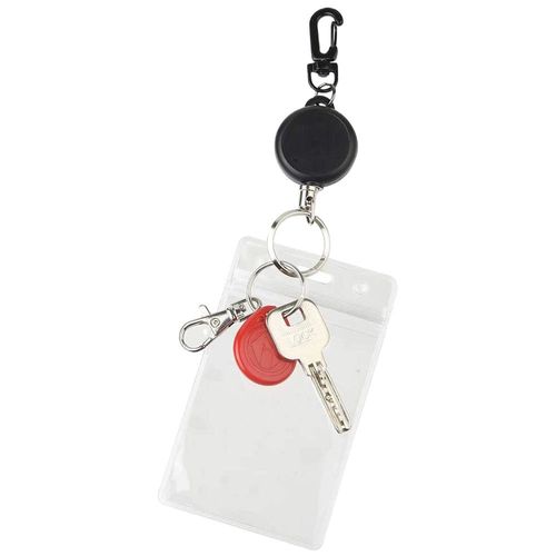 35mm High-Elasticity Outdoor Retractable Keychain – Anti-Loss & Anti-Theft Extendable Carabiner (Black)