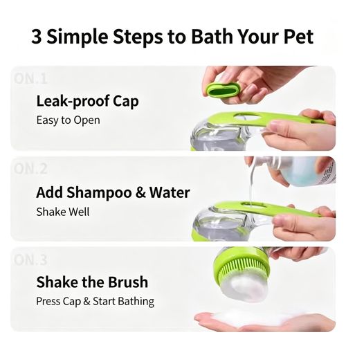 Refillable Pet Shower Scrubber, Soft Silicone Grooming Massager for Bathing