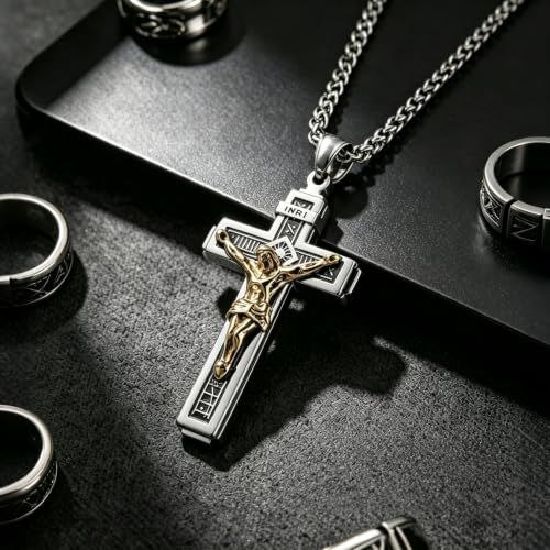 Cross Alloy Necklace for Men Women, Simple Stylish Pendant Necklace Daily Wear Jewelry