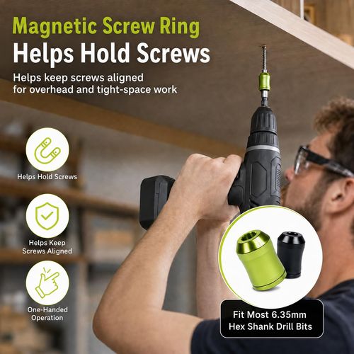 Screwdriver Bit Magnetic Ring, Removable Magnetizer Demagnetizer, 6.35mm Hex Bit Screw Fixing Holder