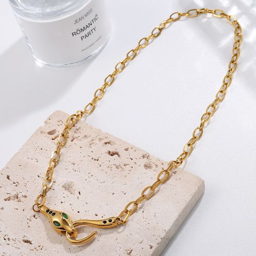 Trendy Minimalist Snake Head Necklace for Men Women, Unique Stainless Steel Hip Hop Versatile Fashion Jewelry