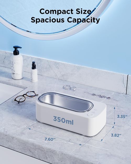 Ultrasonic Jewelry Cleaner Machine: 45KHz Ultra Sonic Cleaner for Jewelry,Eyeglass,Rings,Watch Band,Dentures,with Dual Cleaning Modes,350ML 304 Stainless Steel Tank,Gift for Wife,Mom,Daughter