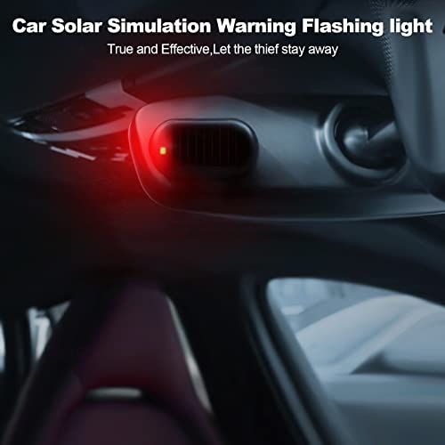 Car Solar Powered Fake Alarm Warning Light, Wireless & Easy Install, Intelligent Light Sensor LED Flashing Lamp for Car Interior