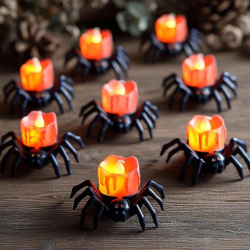 3Pack  Halloween Spider Flameless LED Candle Light – Spooky Warm Glow Decorative Lamp for Halloween Party & Home Decor