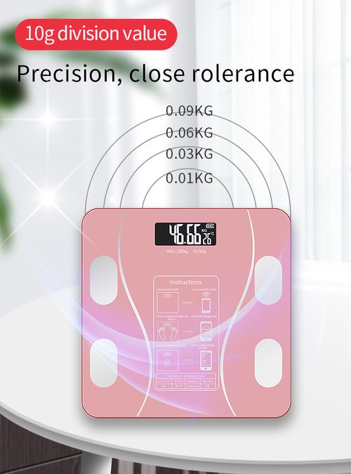 Pink Household Body Fat Scale – Precise Electronic Digital Scale for Weight Loss, with Smart Bluetooth App Connectivity