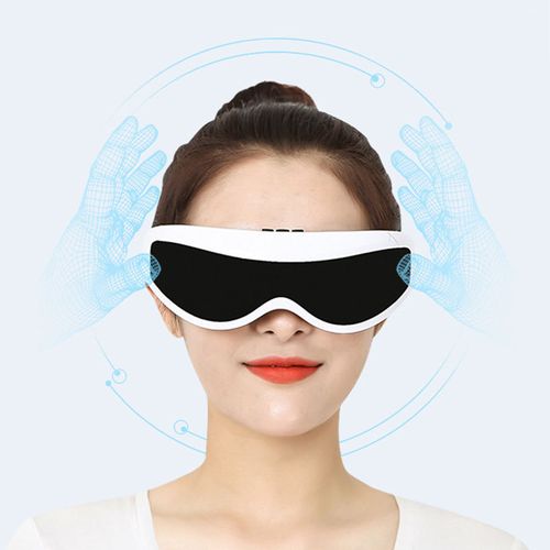 Smart eye massager with heating and vibration, foldable design, and built-in battery—relieves eye fatigue