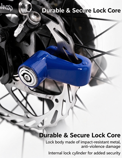 Pack of 4 Bike Disc Brake Lock, Anti-Theft Motorcycle Wheel Lock, Waterproof Portable Security Lock with 2 Keys & Mount Bracket