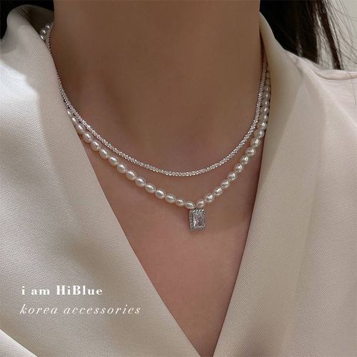 Versatile Double-Layer Freshwater Pearl Necklace — Delicate White Rice-Shaped Pearls, Chic & Affordable Luxury, Perfect for Everyday Wear & Gifting to Girlfriends or Mothers