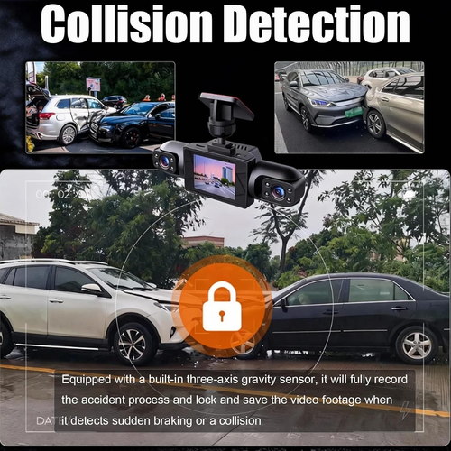 4-Channel 360° Full Surround Dash Cam Front Left Right Rear Car Camera