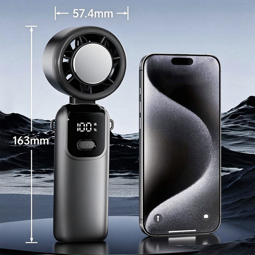 Handheld Semiconductor-Cooling Fan: High-Speed, Powerful, Foldable, Neck-Wearable, Turbo-Powered, with Cooling Plate