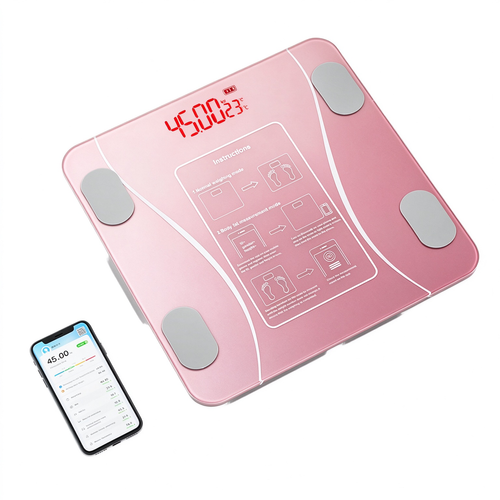 Pink Household Body Fat Scale – Precise Electronic Digital Scale for Weight Loss, with Smart Bluetooth App Connectivity