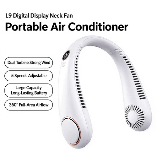 Portable Bladeless Neck Fan | 360° Surround Cooling Wearable Personal Fan, 3 Speeds Quiet Hands-Free Rechargeable Cooling Fan for Travel, Outdoor & Daily Use