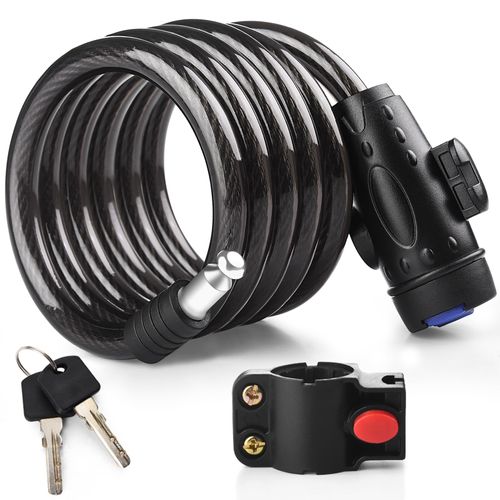 Heavy Duty Bike Cable Lock – Anti-Theft Bicycle Lock with Mounting Bracket, Waterproof Dust Cover & Keyless Locking for Bike Scooter Outdoor Security