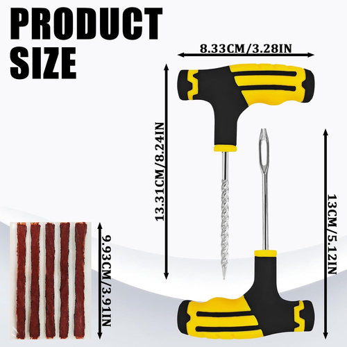 30PCS Tire Plug Kit Car Emergency Flat Tire Repair Tool Set Drill Rubber Repair Screws Tires Plug Tubeless Puncture Fix Kits Professional Tools for Cars Motorcycles ATV UTV Trucks Roadside Kit