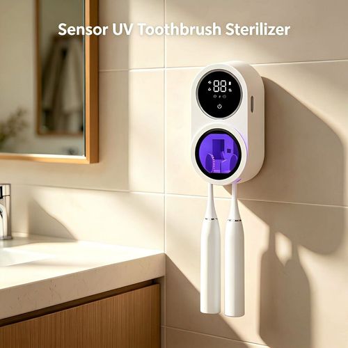 Smart Sensor-Activated Toothbrush Sanitizer — Waterproof UV Sterilizer with Drying Function, USB-Rechargeable for Home & Hotel Use
