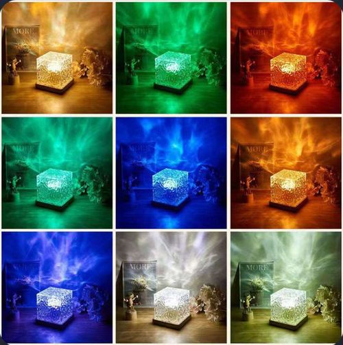 16-Color RGB Water Ripple 3D Night Light & Ceiling Projector — USB-Powered Crystal Ambient Lamp with Color-Changing Effect for Bedrooms