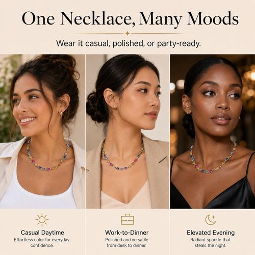 Stylish, versatile, and minimalist colorful pendant necklace for women—a chic accessory for the collarbone area.