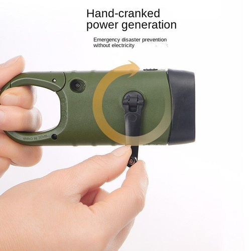 Portable Solar-Powered & Hand-Crank Emergency Flashlight – Waterproof LED Searchlight for Outdoor Hiking, Trekking, and Mountaineering