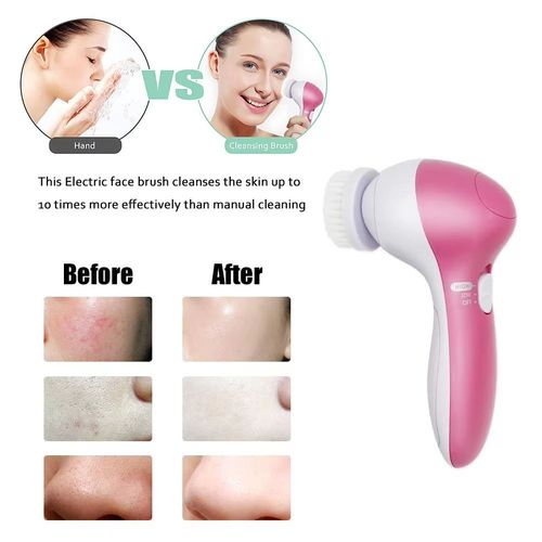 5-in-1 Portable Electric Facial Cleansing Brush & Massager — Rotating System for Deep Cleansing & Makeup Residue Removal