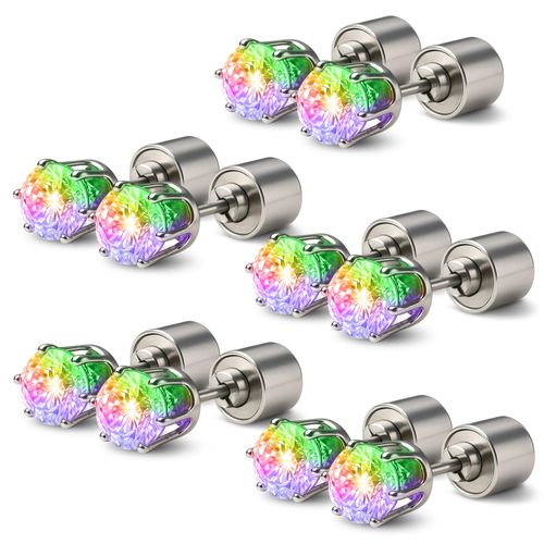 LED Glow Stud Earrings, Colorful Flashing Light Earrings for Music Festival Night Party