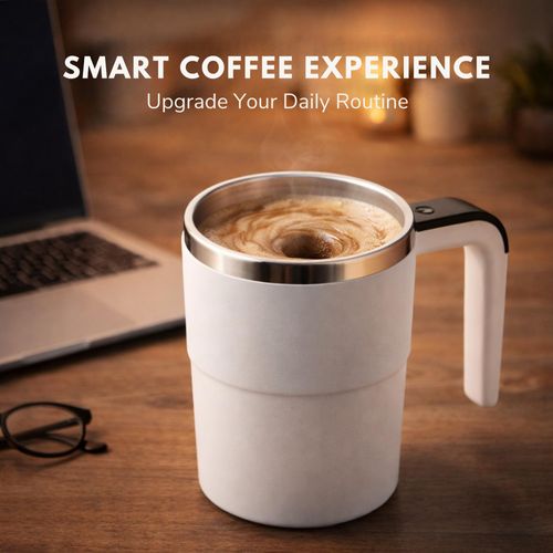 Auto Mixing Fitness Shaker Cup, Smart Temp Magnetic Stirrer, Portable Coffee & Milkshake Mixing Mug