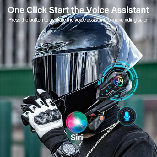 Motorcycle Helmet Bluetooth Headset 2 Way Intercom 550 Yards,HIFI Sound,Noise Cancellation,Music Share,1000mAh,Helmet Speakers Headphones FM,Easy to Connect Use with Gloves,Waterproof,Voice Assistant
