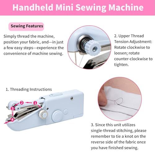 Handheld Sewing Machine, Mini Hand Sewing Machine Portable for Beginners with Charging, Easy To Use, Suitable for Sewing Clothes, Family Travel, DIY