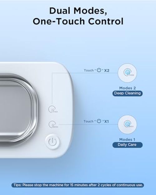 Ultrasonic Jewelry Cleaner Machine: 45KHz Ultra Sonic Cleaner for Jewelry,Eyeglass,Rings,Watch Band,Dentures,with Dual Cleaning Modes,350ML 304 Stainless Steel Tank,Gift for Wife,Mom,Daughter