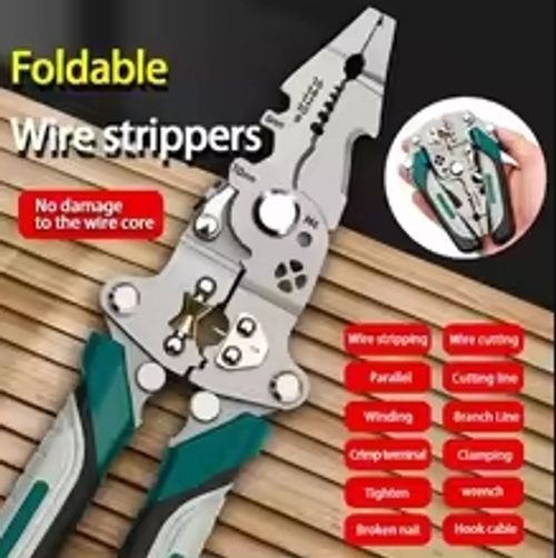 Foldable wire stripper, pulley design multi-function electrician wire splitter wire winding pliers crimping pliers hand tool