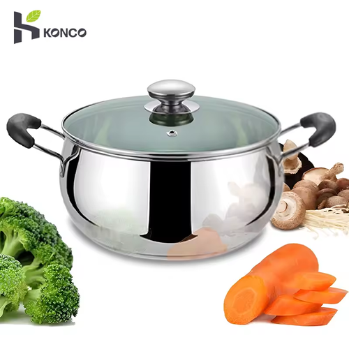 Stainless Steel Stock Pot with Lids Household Kitchen Double Ear Soup Pot Cooking Pot Universal Induction Cooker Gas Stove
