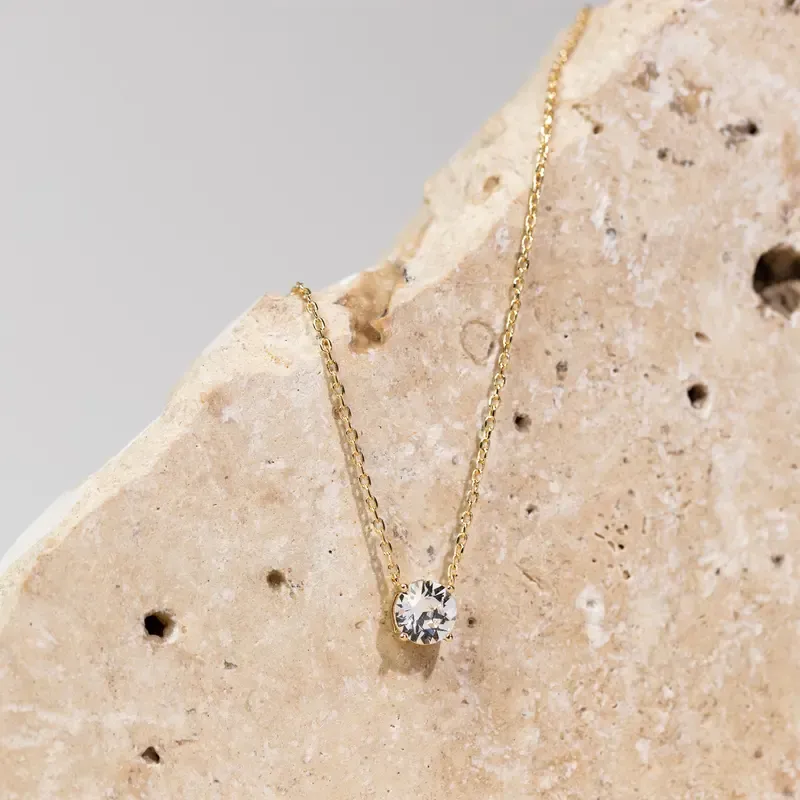 14K Gold Plated Choker Necklace with Cubic Zirconia Crystal